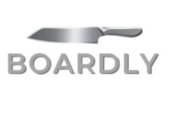 Metal spatula with 'BOARDLY' branding on a white background